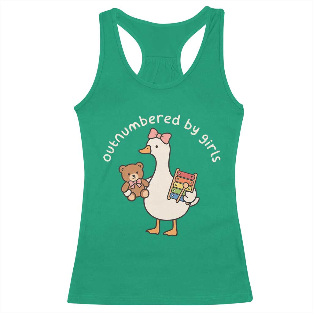 Outnumbered By Girls Racerback Tank Top Funny Girl Dad Goose TS11 Irish Green Print Your Wear