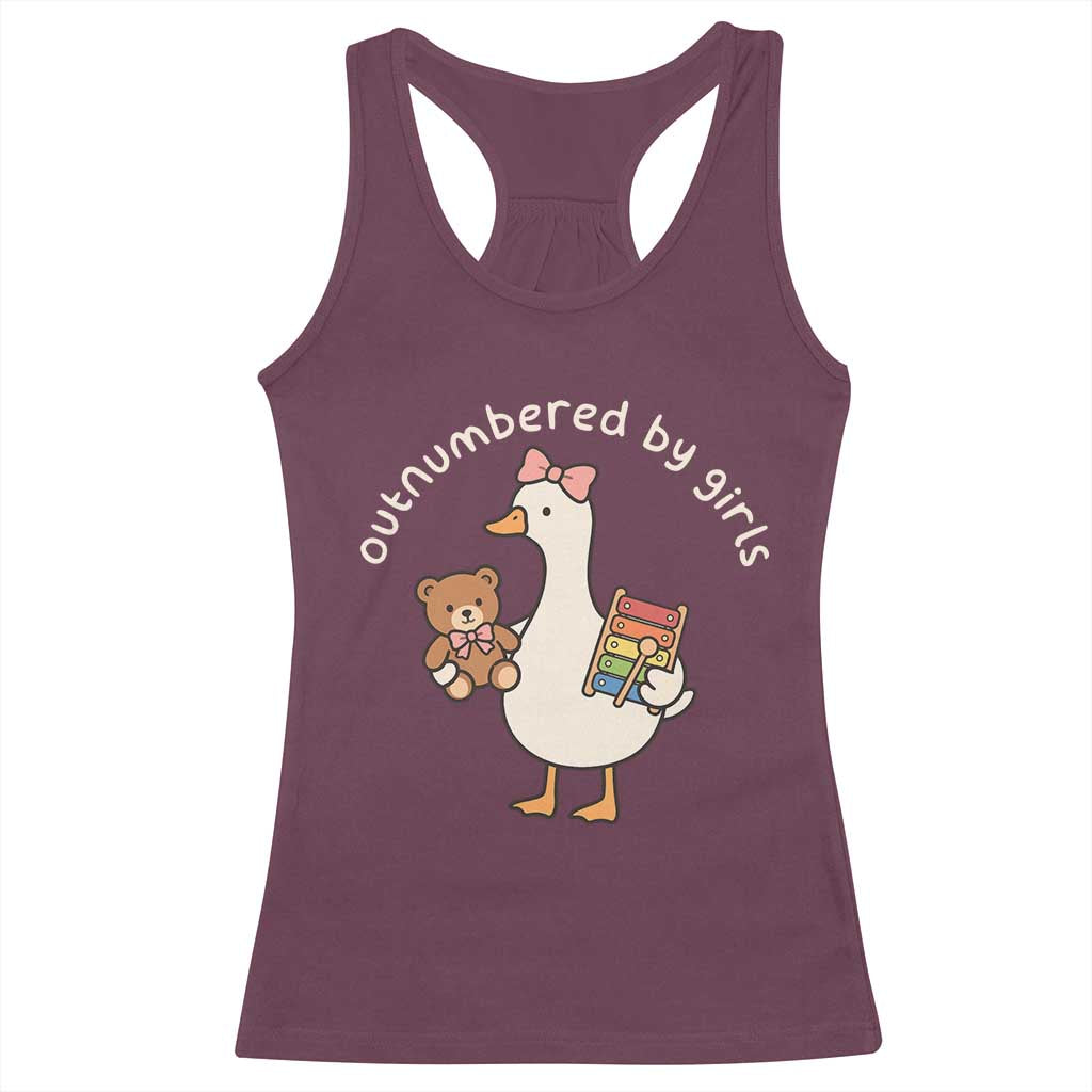 Outnumbered By Girls Racerback Tank Top Funny Girl Dad Goose TS11 Maroon Print Your Wear