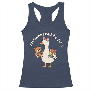 Outnumbered By Girls Racerback Tank Top Funny Girl Dad Goose TS11 Navy Print Your Wear
