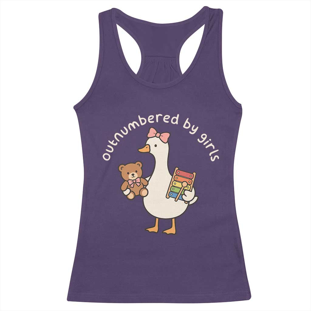 Outnumbered By Girls Racerback Tank Top Funny Girl Dad Goose TS11 Purple Print Your Wear