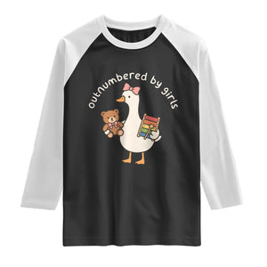 Outnumbered By Girls Raglan Shirt Funny Girl Dad Goose TS11 Black White Print Your Wear
