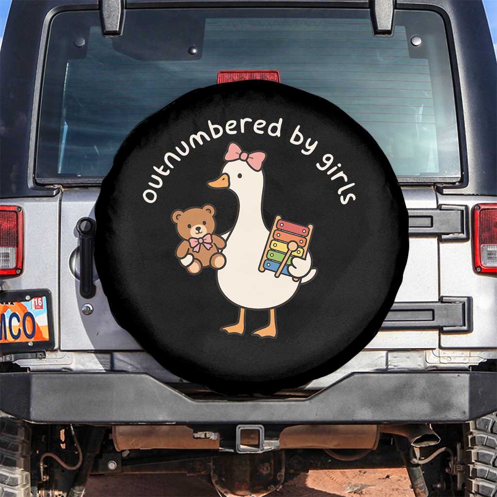 Outnumbered By Girls Spare Tire Cover Funny Girl Dad Goose TS11 No hole Black Print Your Wear