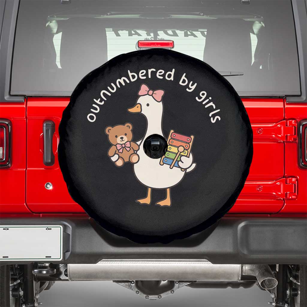 Outnumbered By Girls Spare Tire Cover Funny Girl Dad Goose TS11 Black Print Your Wear