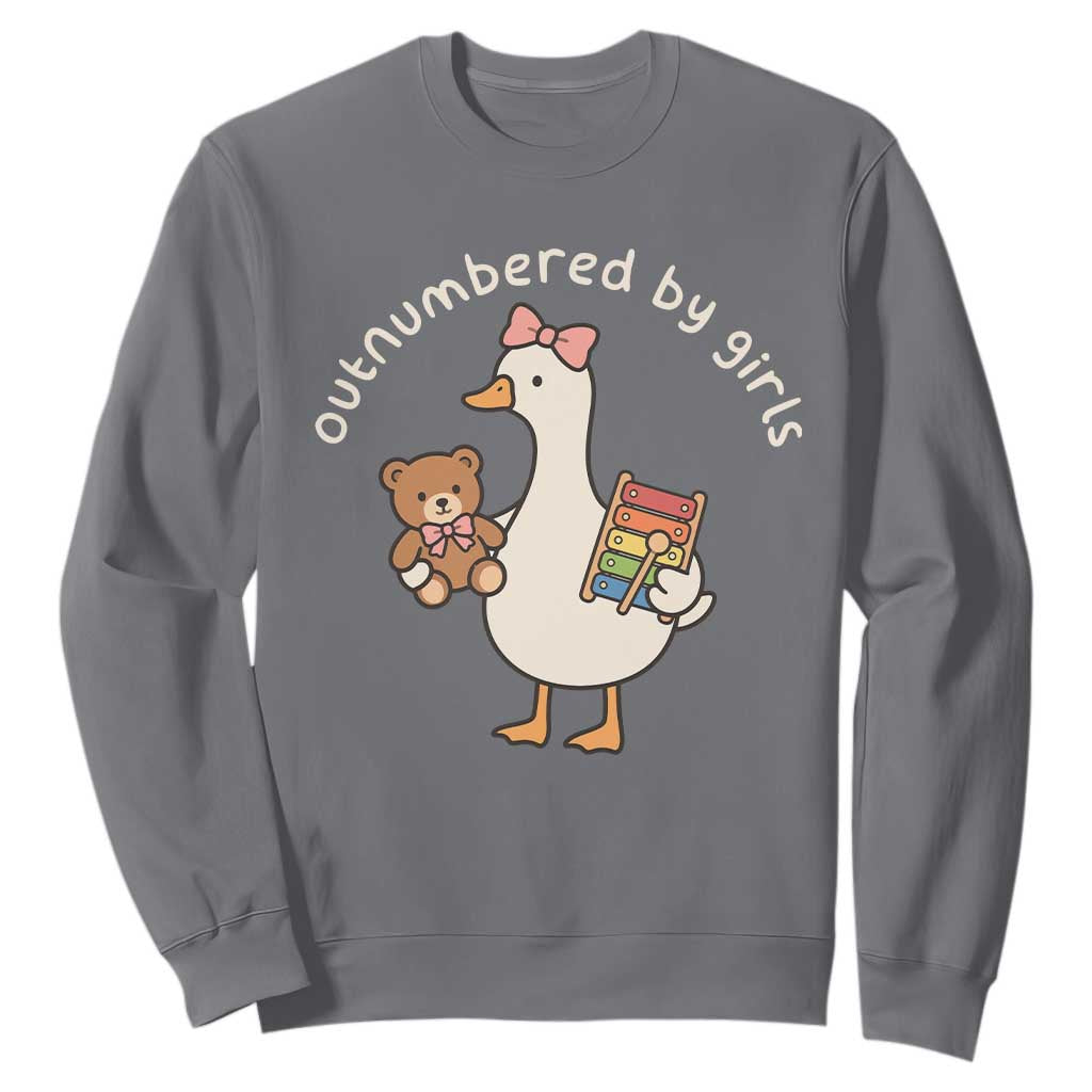 Outnumbered By Girls Sweatshirt Funny Girl Dad Goose TS11 Charcoal Print Your Wear