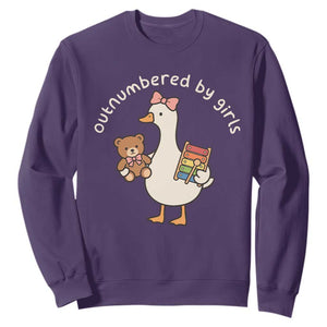 Outnumbered By Girls Sweatshirt Funny Girl Dad Goose TS11 Purple Print Your Wear