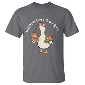 Outnumbered By Girls T Shirt Funny Girl Dad Goose TS11 Charcoal Print Your Wear
