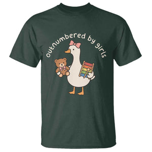 Outnumbered By Girls T Shirt Funny Girl Dad Goose TS11 Dark Forest Green Print Your Wear