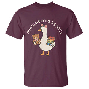 Outnumbered By Girls T Shirt Funny Girl Dad Goose TS11 Maroon Print Your Wear