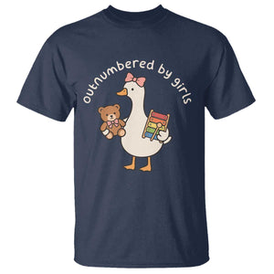 Outnumbered By Girls T Shirt Funny Girl Dad Goose TS11 Navy Print Your Wear