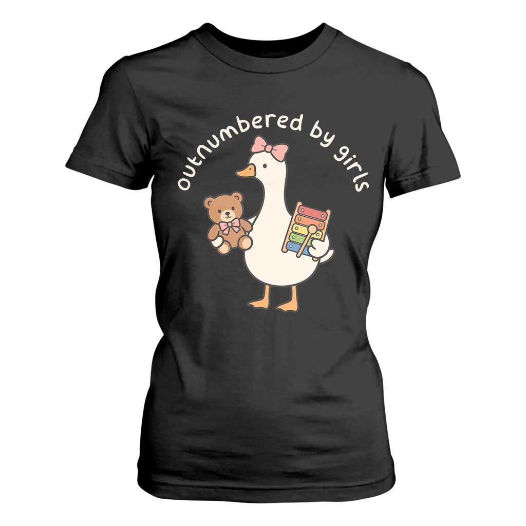 Outnumbered By Girls T Shirt For Women Funny Girl Dad Goose TS11 Black Print Your Wear