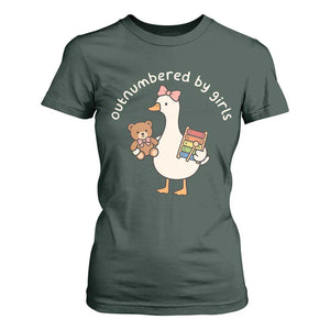 Outnumbered By Girls T Shirt For Women Funny Girl Dad Goose TS11 Dark Forest Green Print Your Wear