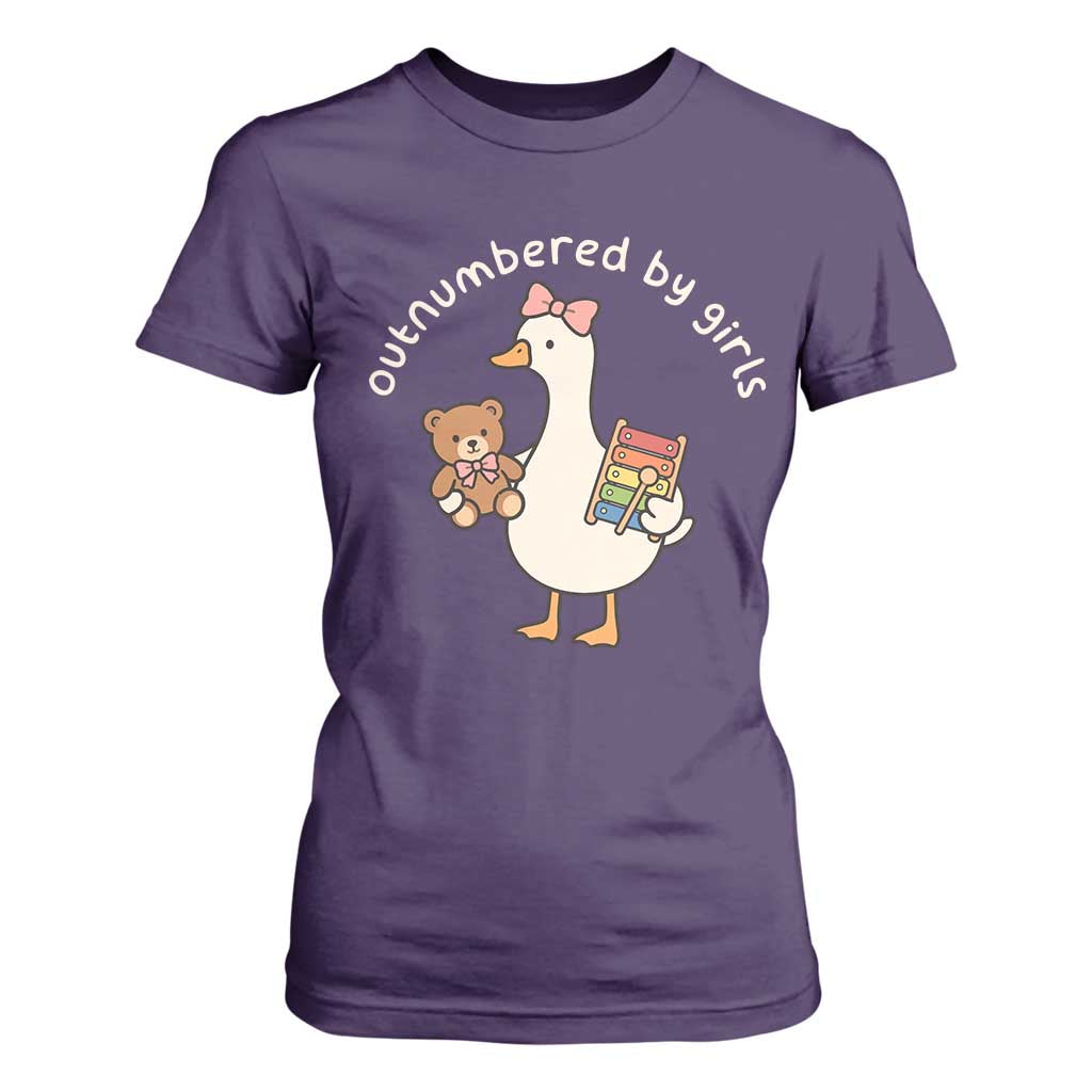 Outnumbered By Girls T Shirt For Women Funny Girl Dad Goose TS11 Purple Print Your Wear