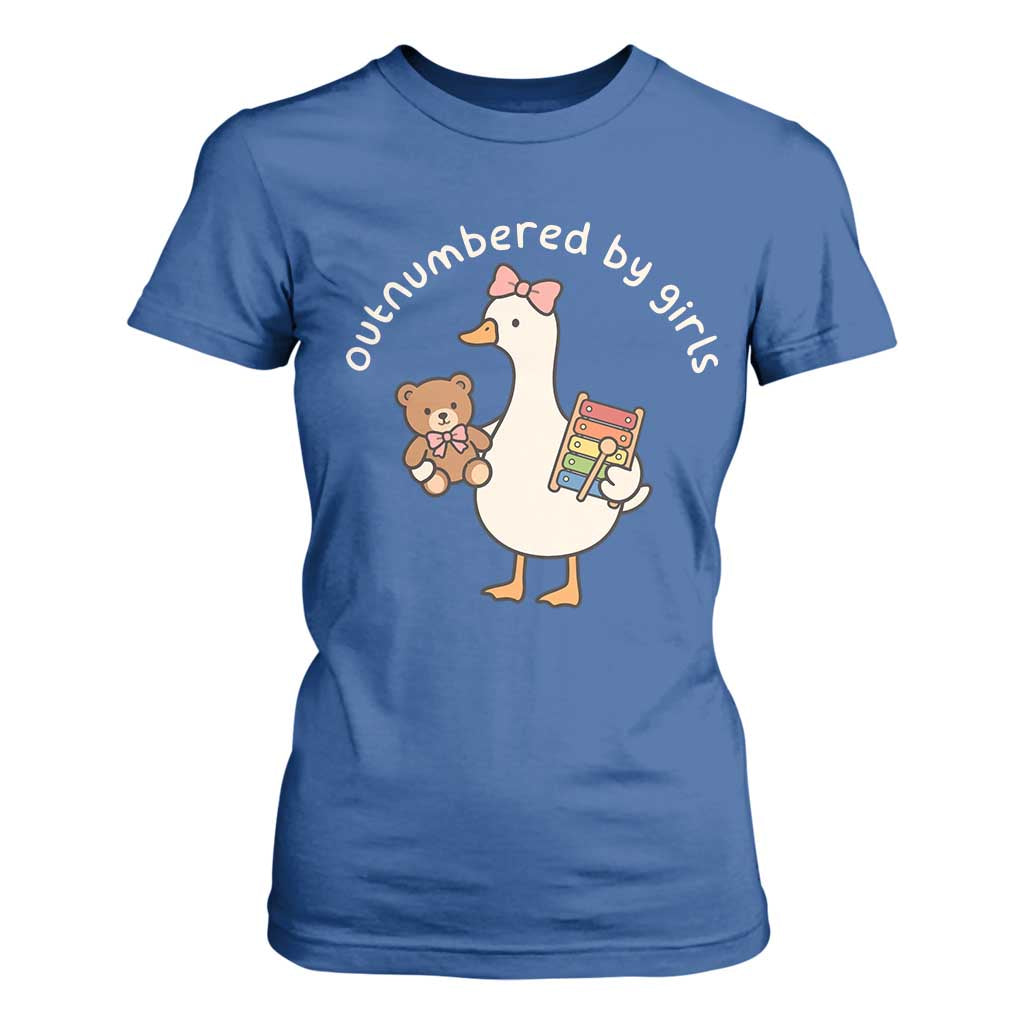 Outnumbered By Girls T Shirt For Women Funny Girl Dad Goose TS11 Royal Blue Print Your Wear