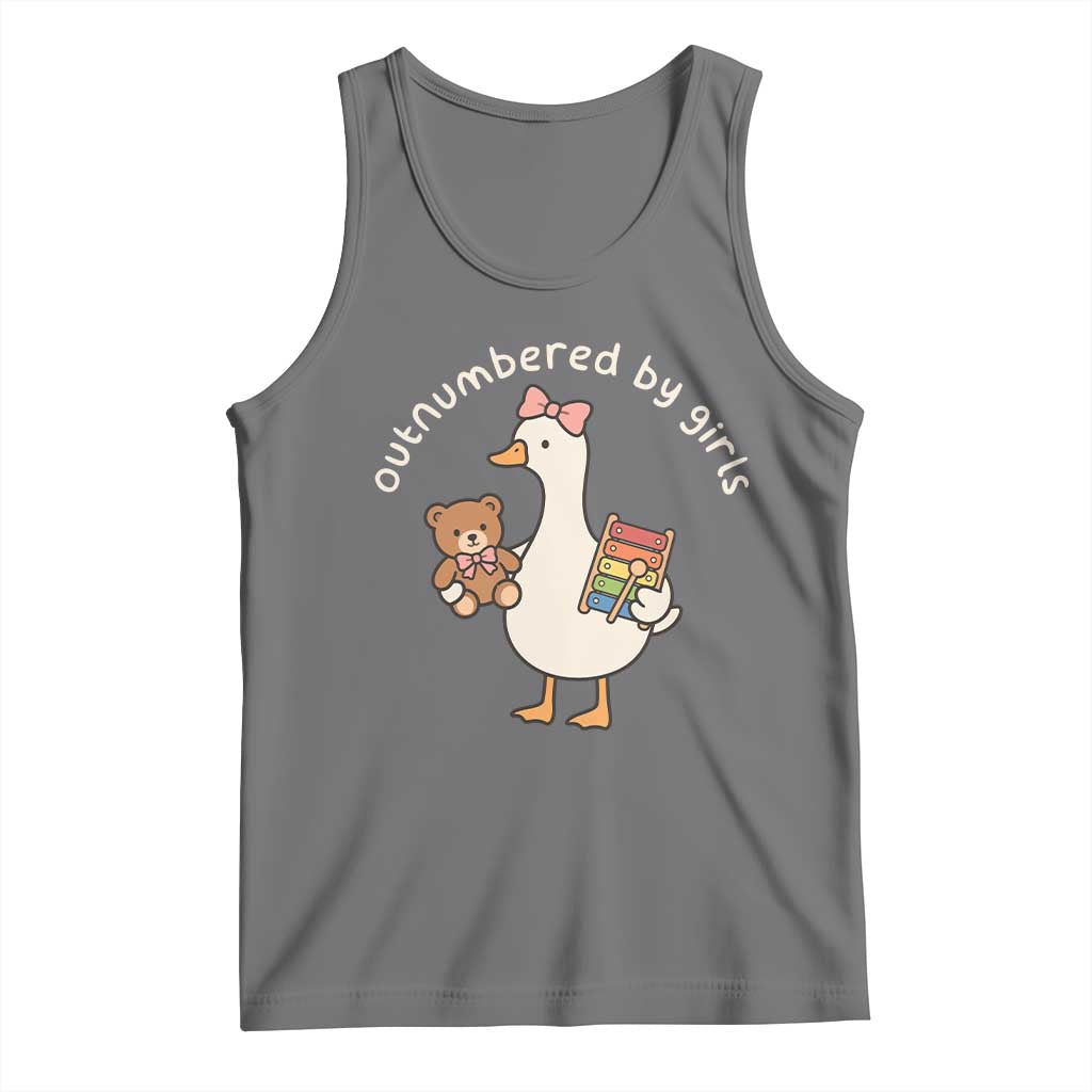 Outnumbered By Girls Tank Top Funny Girl Dad Goose TS11 Black Heather Print Your Wear