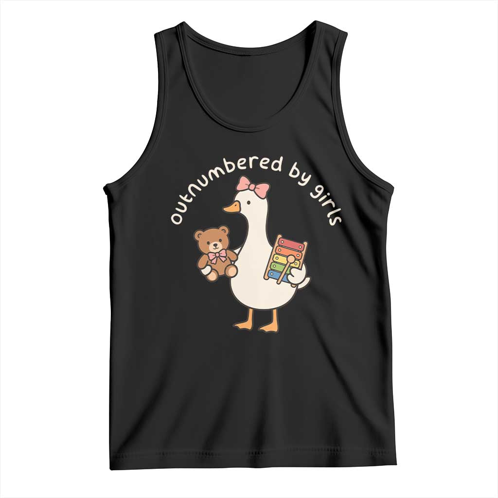Outnumbered By Girls Tank Top Funny Girl Dad Goose TS11 Black Print Your Wear