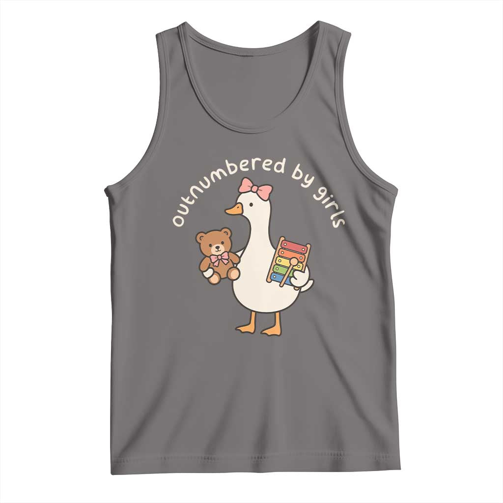 Outnumbered By Girls Tank Top Funny Girl Dad Goose TS11 Deep Heather Print Your Wear