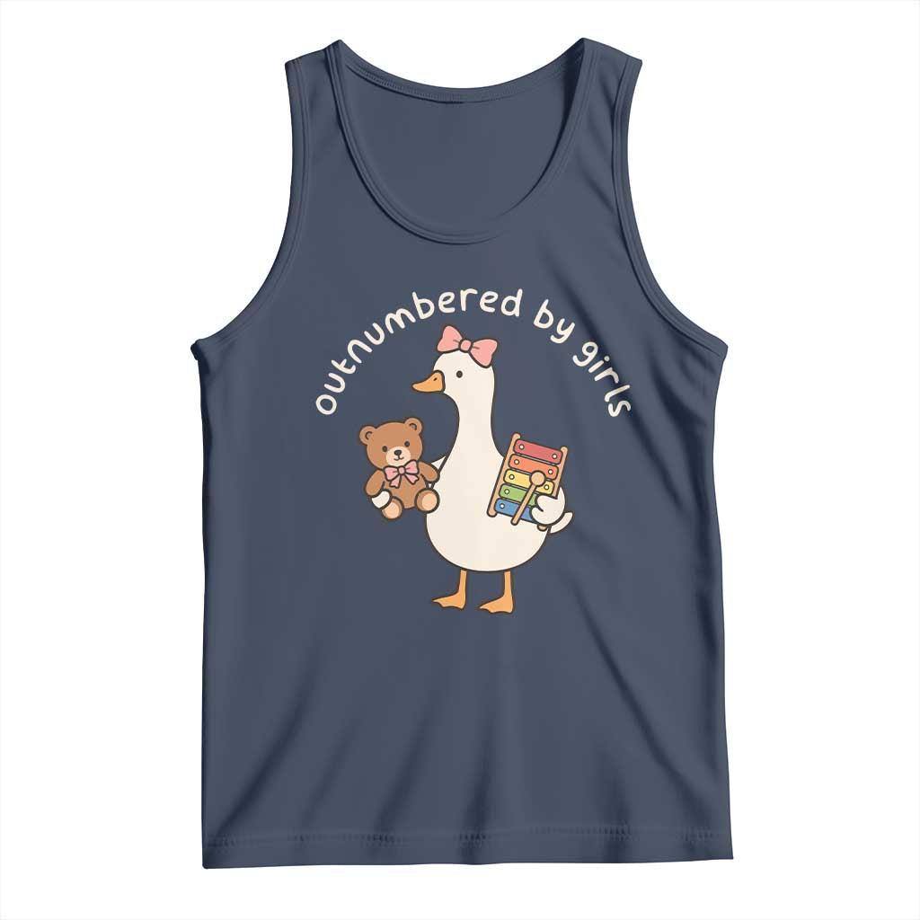Outnumbered By Girls Tank Top Funny Girl Dad Goose TS11 Navy Print Your Wear