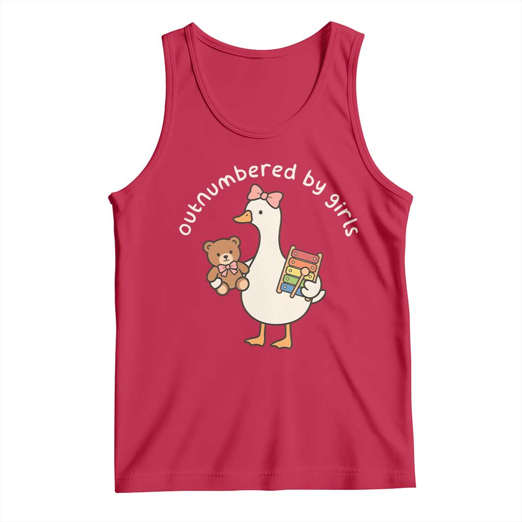 Outnumbered By Girls Tank Top Funny Girl Dad Goose TS11 Red Print Your Wear
