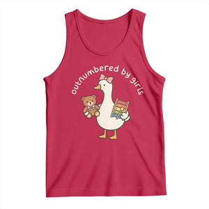 Outnumbered By Girls Tank Top Funny Girl Dad Goose TS11 Red Print Your Wear