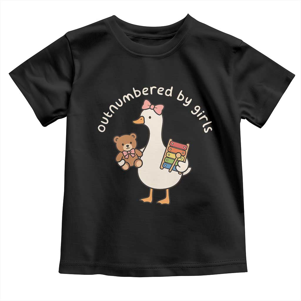 Outnumbered By Girls Toddler T Shirt Funny Girl Dad Goose TS11 Black Print Your Wear