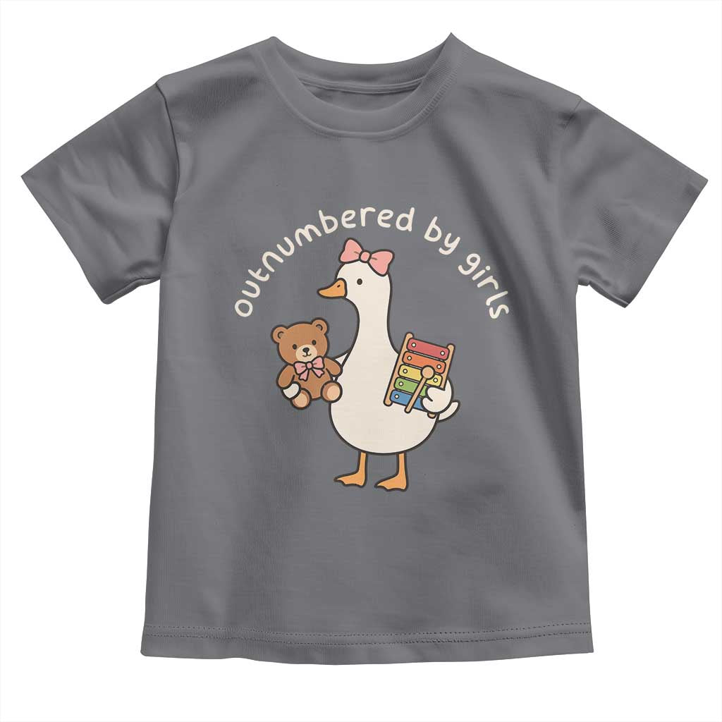 Outnumbered By Girls Toddler T Shirt Funny Girl Dad Goose TS11 Charcoal Print Your Wear