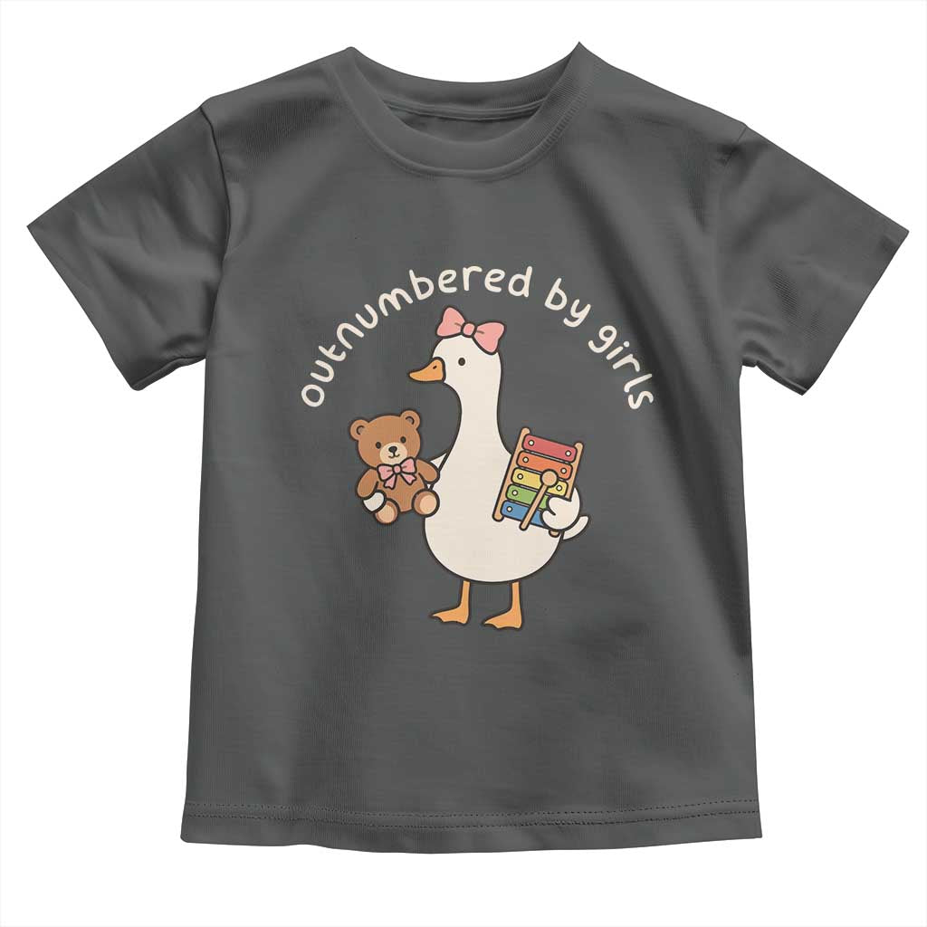 Outnumbered By Girls Toddler T Shirt Funny Girl Dad Goose TS11 Dark Heather Print Your Wear