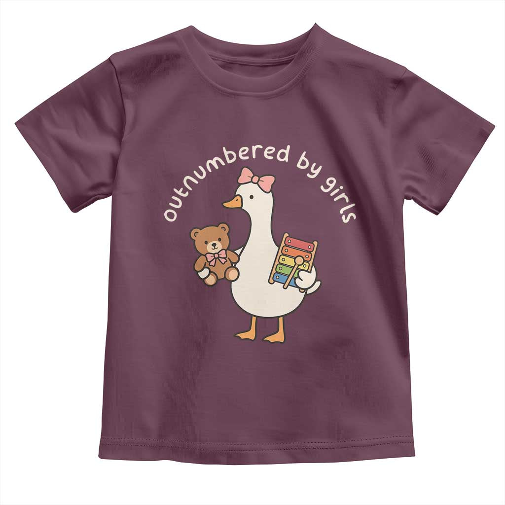 Outnumbered By Girls Toddler T Shirt Funny Girl Dad Goose TS11 Maroon Print Your Wear