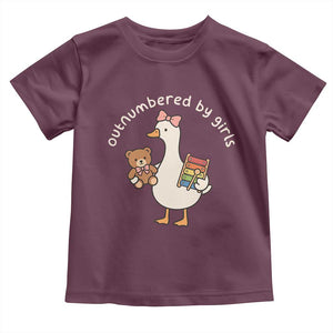 Outnumbered By Girls Toddler T Shirt Funny Girl Dad Goose TS11 Maroon Print Your Wear
