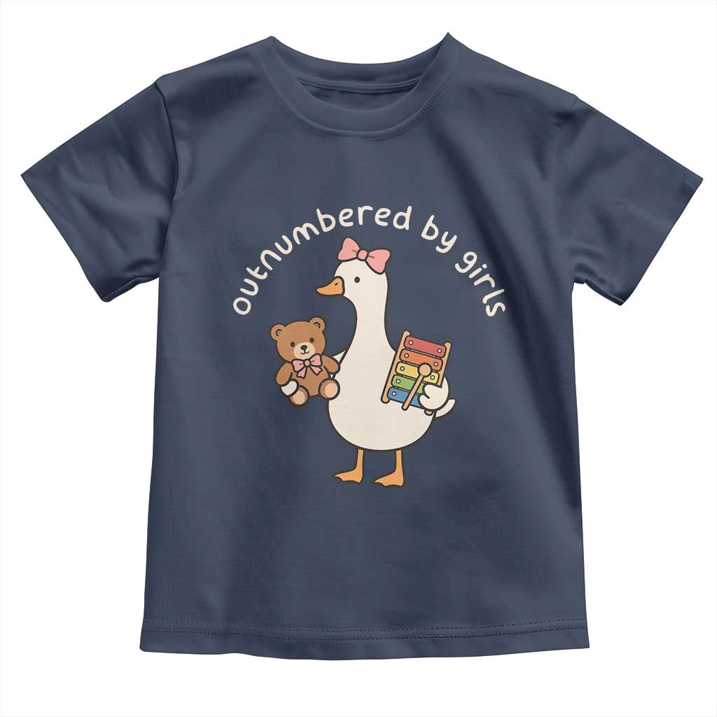 Outnumbered By Girls Toddler T Shirt Funny Girl Dad Goose TS11 Navy Print Your Wear