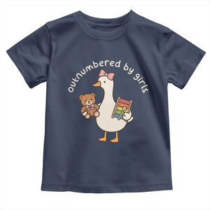 Outnumbered By Girls Toddler T Shirt Funny Girl Dad Goose TS11 Navy Print Your Wear