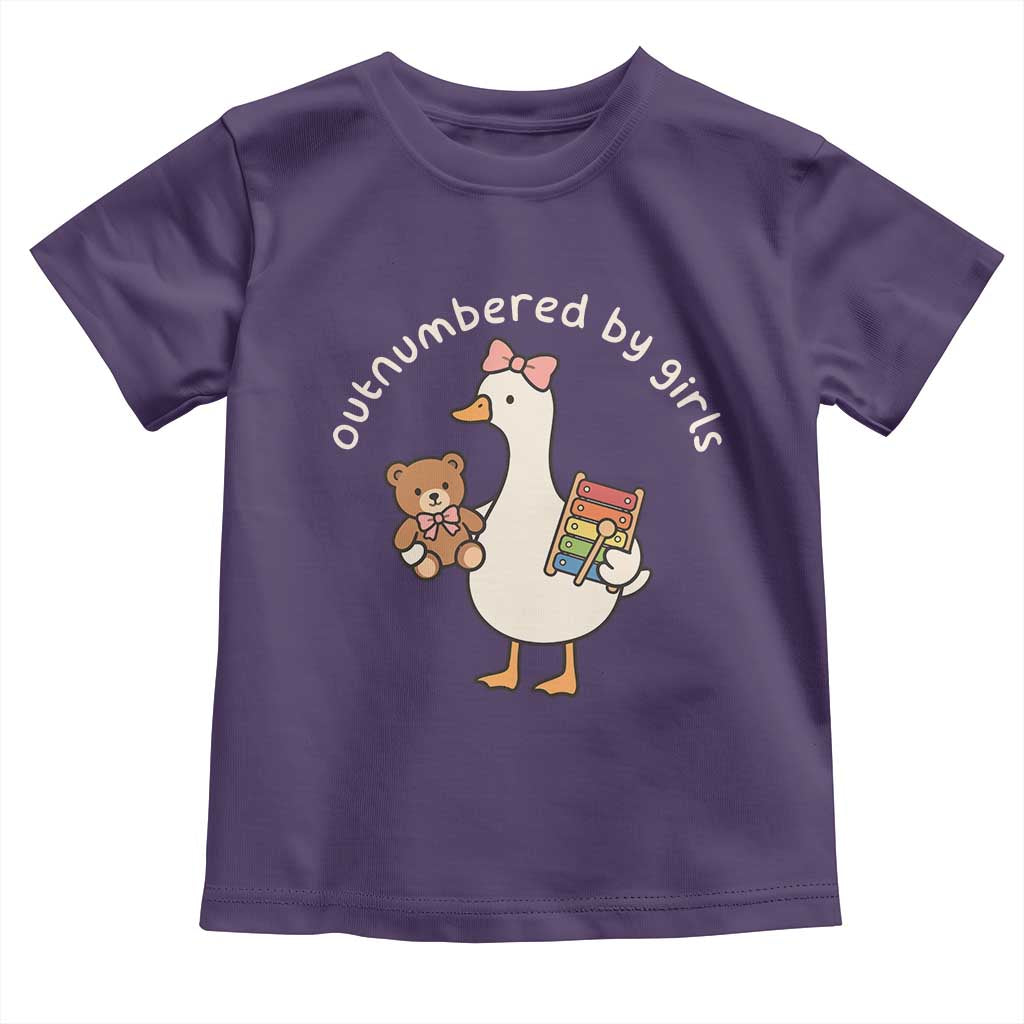 Outnumbered By Girls Toddler T Shirt Funny Girl Dad Goose TS11 Purple Print Your Wear