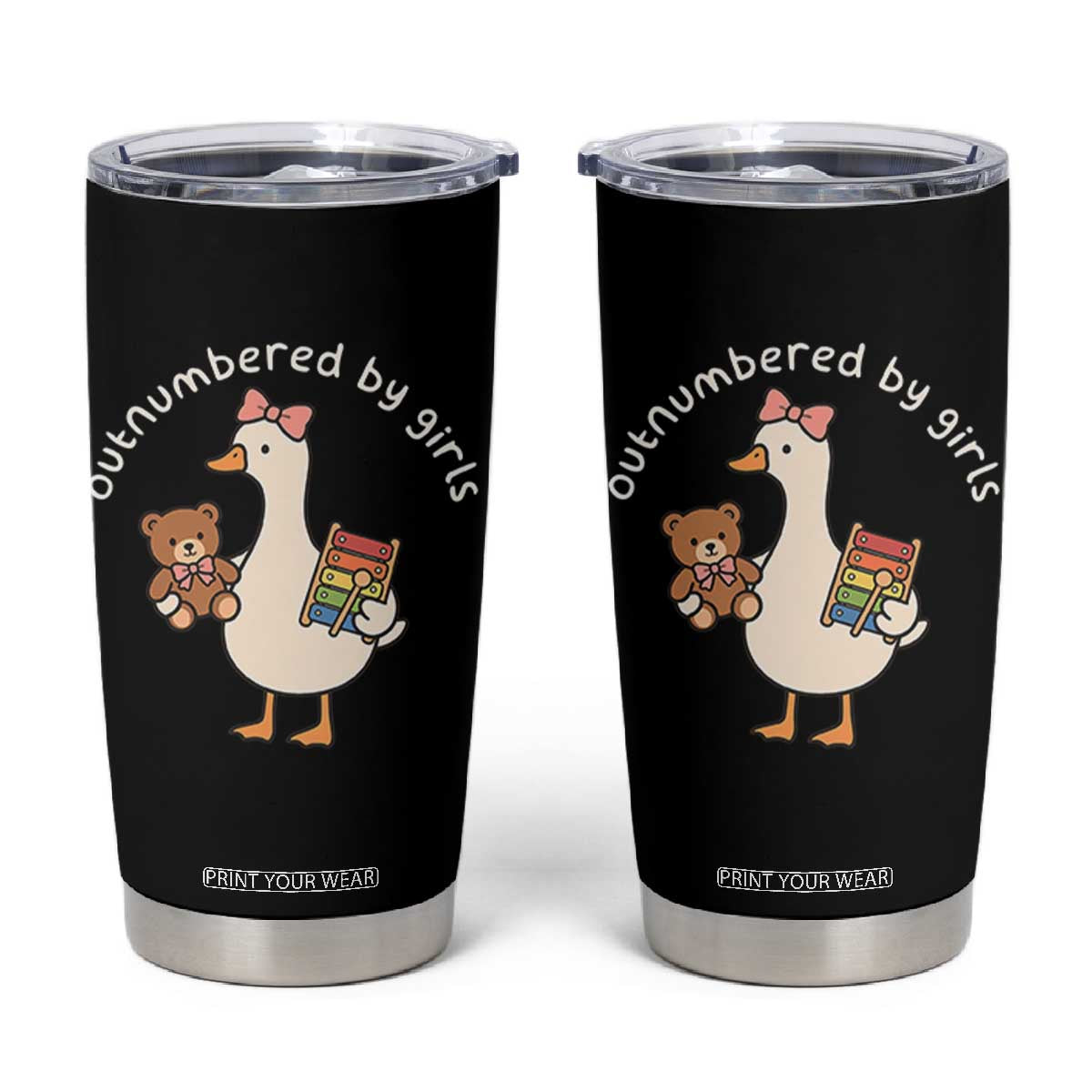 Outnumbered By Girls Tumbler Cup Funny Girl Dad Goose TS11 Black Print Your Wear