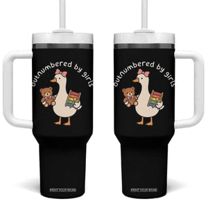 Outnumbered By Girls Tumbler With Handle Funny Girl Dad Goose TS11 One Size: 40 oz Black Print Your Wear