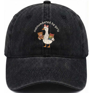 Outnumbered By Girls Washed Cotton Baseball Cap Funny Girl Dad Goose TS11 Print Your Wear