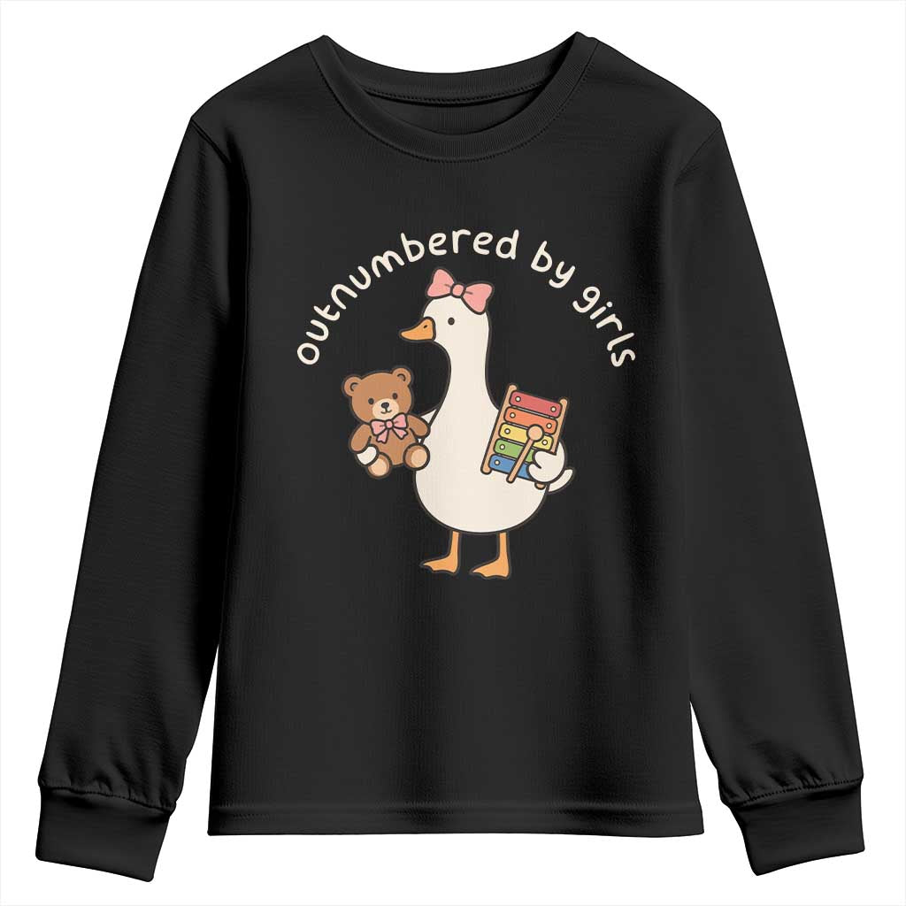 Outnumbered By Girls Youth Sweatshirt Funny Girl Dad Goose TS11 Black Print Your Wear
