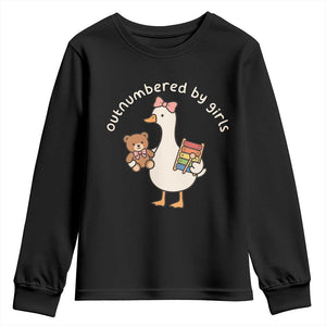Outnumbered By Girls Youth Sweatshirt Funny Girl Dad Goose TS11 Black Print Your Wear