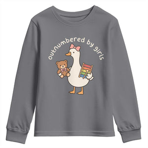 Outnumbered By Girls Youth Sweatshirt Funny Girl Dad Goose TS11 Charcoal Print Your Wear