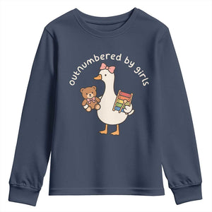 Outnumbered By Girls Youth Sweatshirt Funny Girl Dad Goose TS11 Navy Print Your Wear