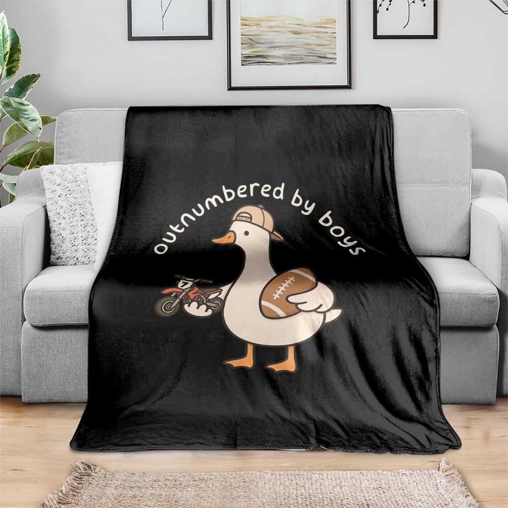 Outnumbered By Boys Funny Mom Goose Throw Blanket TS11 Print Your Wear
