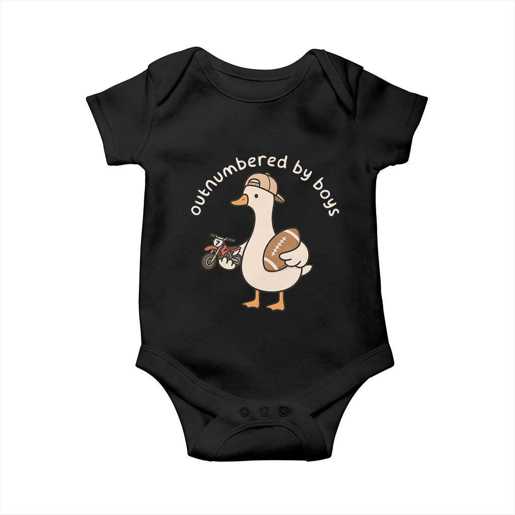 Outnumbered By Boys Funny Mom Goose Baby Onesie TS11 Black Print Your Wear
