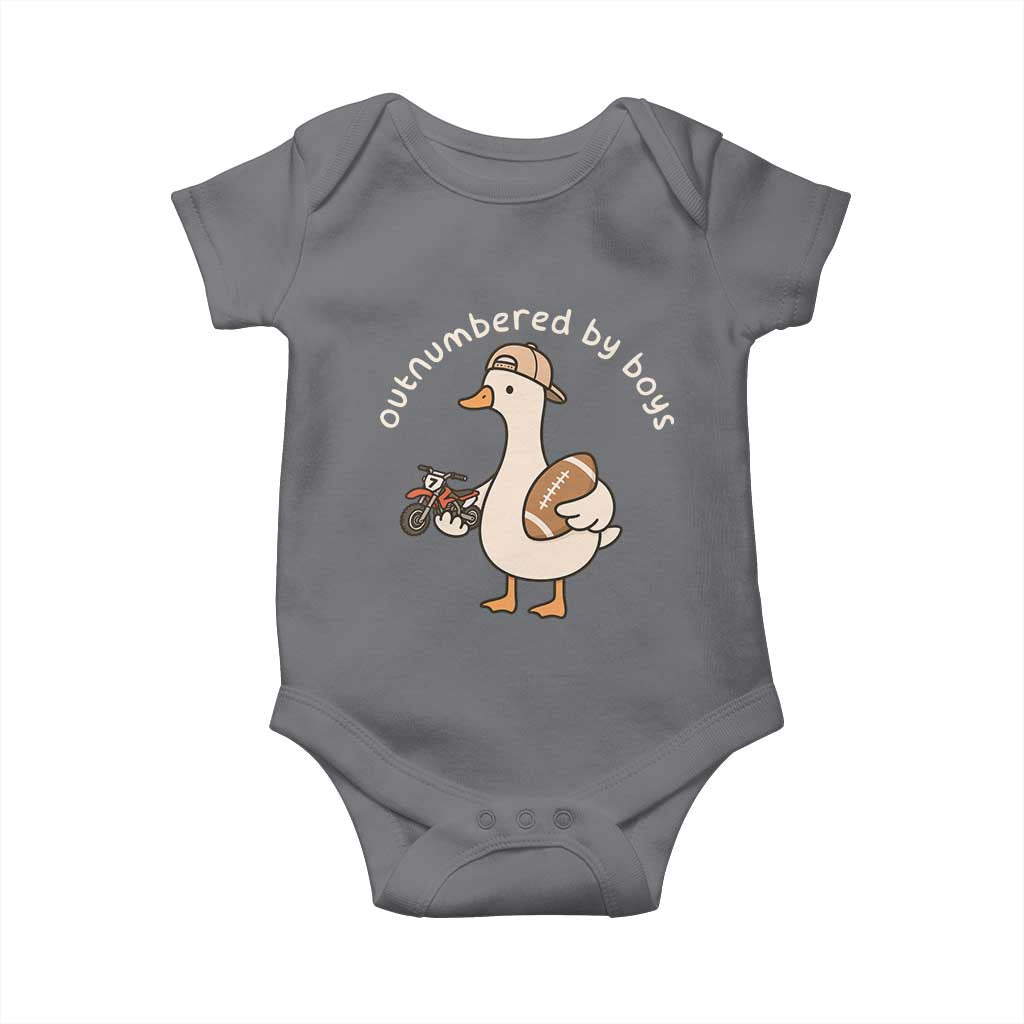 Outnumbered By Boys Funny Mom Goose Baby Onesie TS11 Charcoal Print Your Wear
