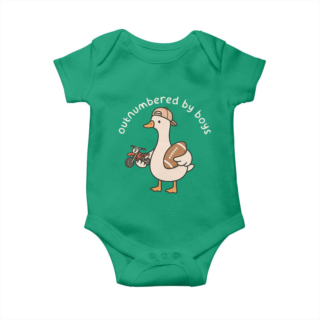 Outnumbered By Boys Funny Mom Goose Baby Onesie TS11 Irish Green Print Your Wear