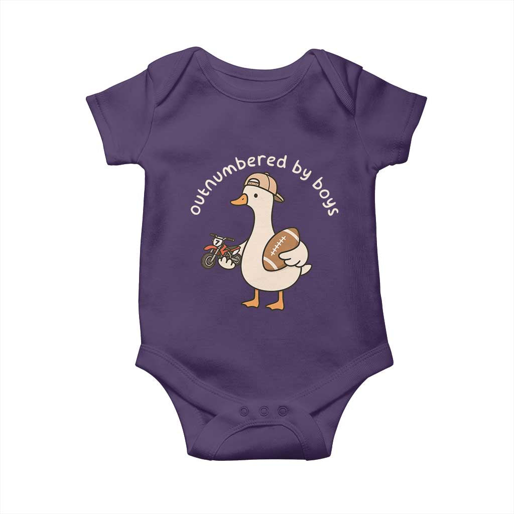 Outnumbered By Boys Funny Mom Goose Baby Onesie TS11 Purple Print Your Wear