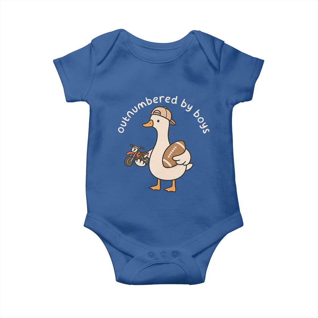 Outnumbered By Boys Funny Mom Goose Baby Onesie TS11 Royal Blue Print Your Wear