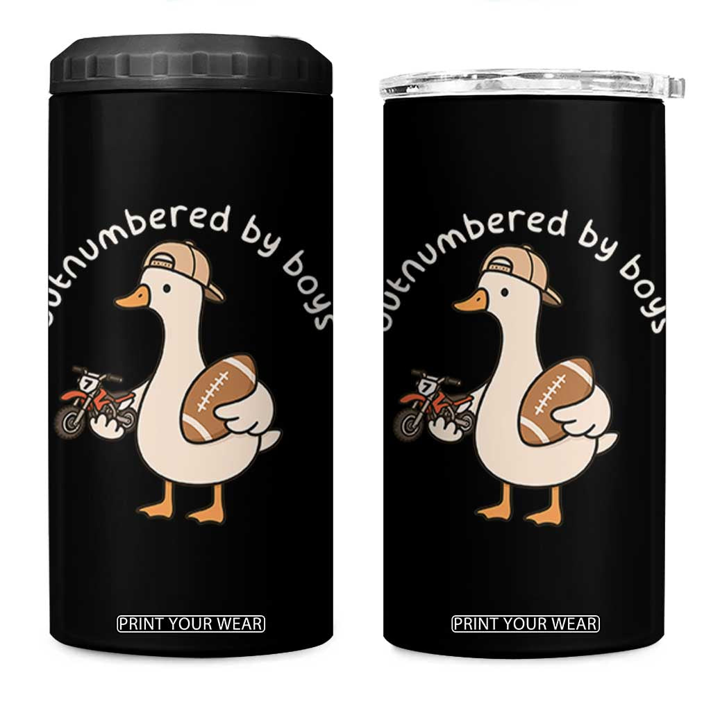 Outnumbered By Boys Funny Mom Goose 4 in 1 Can Cooler Tumbler TS11 One Size: 16 oz Black Print Your Wear