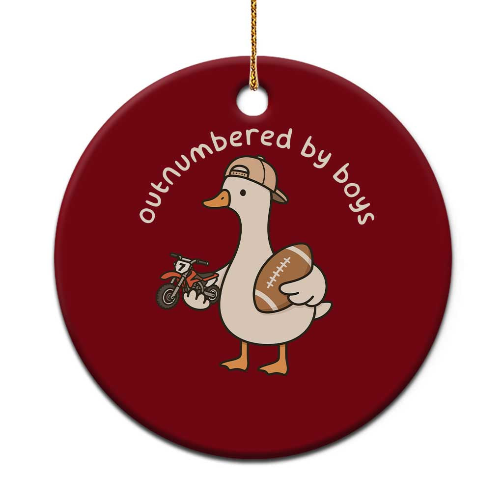 Outnumbered By Boys Funny Mom Goose Ceramic Ornament TS11 1pc Red Print Your Wear