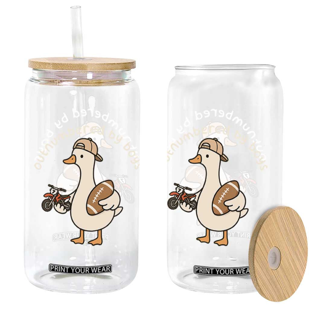 Outnumbered By Boys Funny Mom Goose Glass Can TS11 Print Your Wear