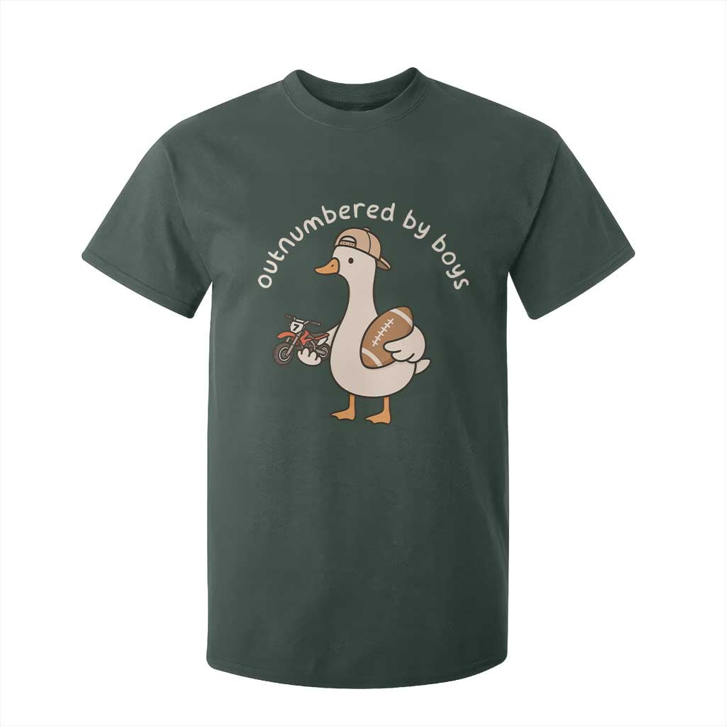 Outnumbered By Boys Funny Mom Goose T Shirt For Kid TS11 Dark Forest Green Print Your Wear