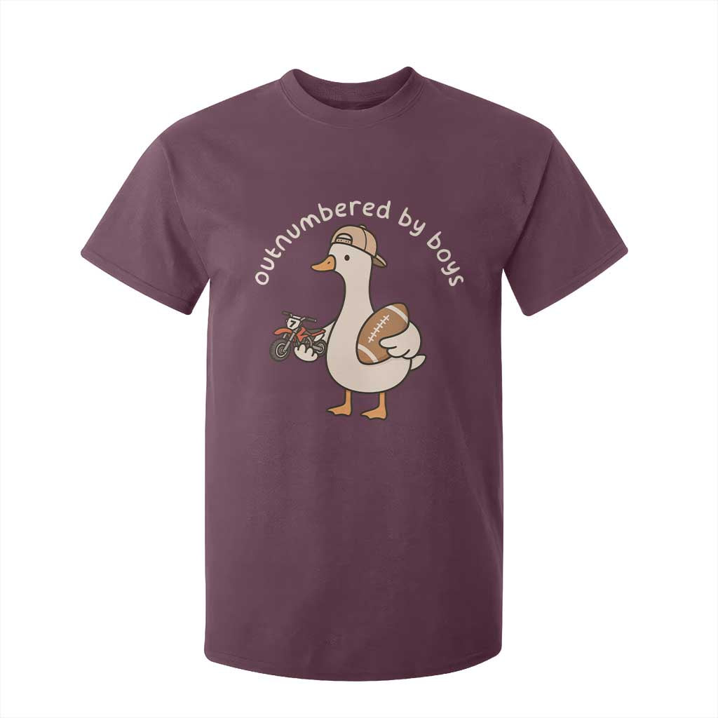 Outnumbered By Boys Funny Mom Goose T Shirt For Kid TS11 Maroon Print Your Wear