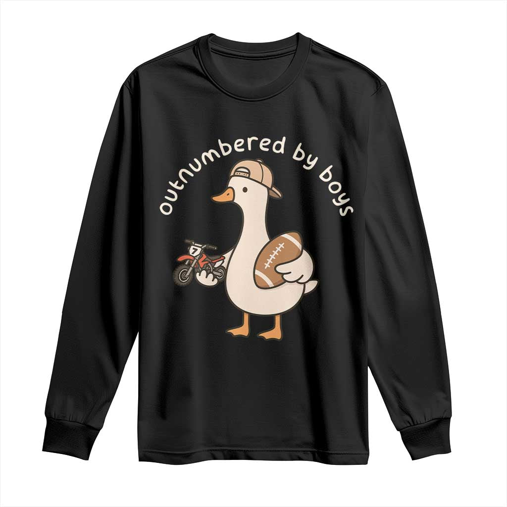 Outnumbered By Boys Funny Mom Goose Long Sleeve Shirt TS11 Black Print Your Wear